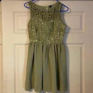 Green lace top dress